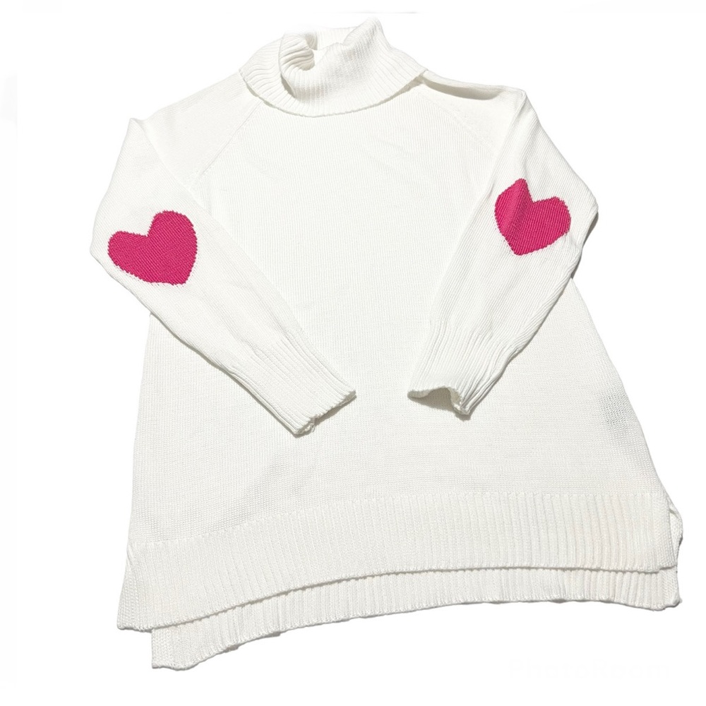 Love at First Find | Heart Valentines Turtleneck Ribbed Long Sleeve Sweater